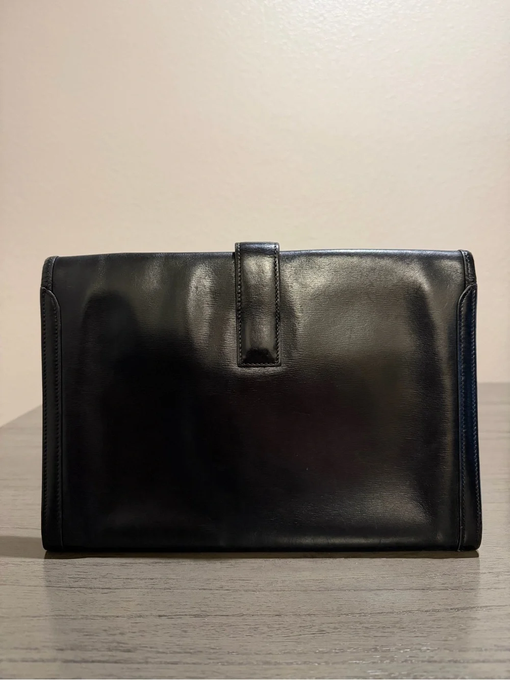 Hermes Black Leather Men's Clutch with Signature H Detail